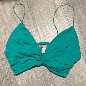 Urban outfitters Green Ruched Textured Tank Cami